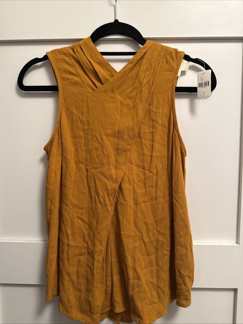 Anthropologie Maeve Sz 2 Twist Front Button Back Sleeveless Top Gold NWT $80
